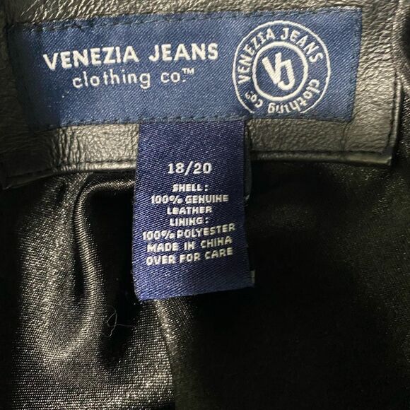 Venezia Jeans Black Genuine Leather Jacket 18/20 - Picture 7 of 7